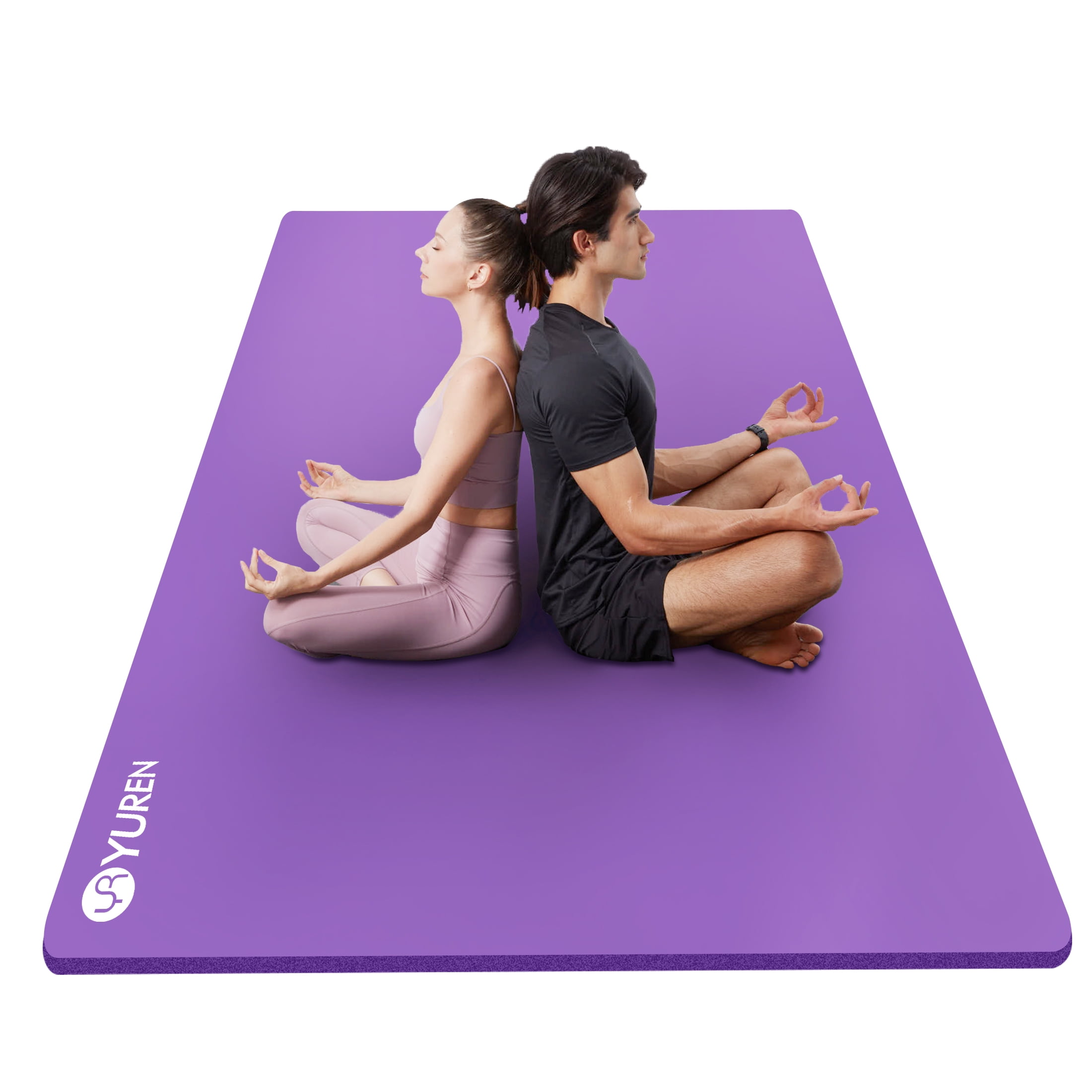 Navaris Round Yoga Mat - 47 Diameter Circular Exercise Mat 1/4 Thick -  Non-Slip Mat for Cardio, Workout, Fitness, Tai Chi, Meditation - Size Small