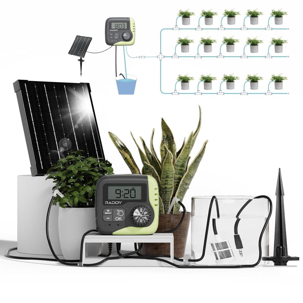 RYTZ WS-1 Drip Irrigation Kit, 5W Solar Powered Automatic Watering ...