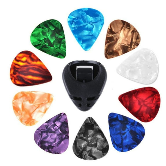 RYUJNDK 10Pcs Acoustic Electric Bass Guitar Pick Nonslip Guitar Pick Plectrums with Pick Holder Colorful Guitar Plectrums