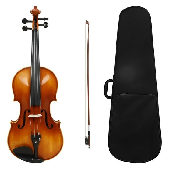 RYUJNDK 16 Inch Viola Set, Solid Wood Viola with Carry Case and Bow Set for Beginners Students Natural Color Stringed Instrument