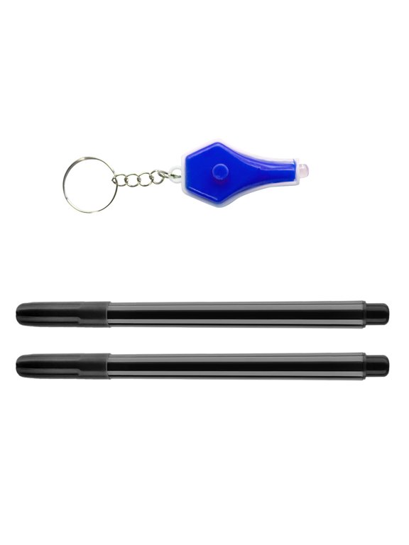2Pcs Invisible Inks Pen With LED Light Keychain for Birthday Christmas Stocking Fillers Secret Messages Pen for Children