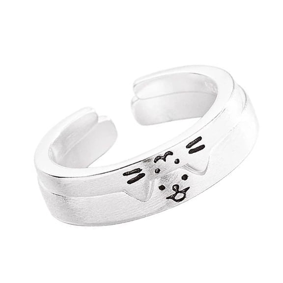 RYUJNDK 2pcs Alloy Open Ended Cartoon Cats Dog Rings Adjustable Size Friendship Rings Unique Styles Wedding Engagement Jewelry