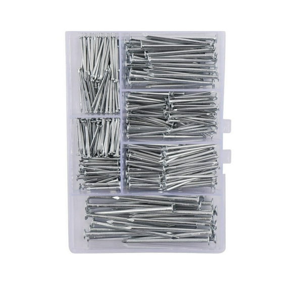 RYUJNDK 350Pcs Round Head Wall Nails 5 Sizes Iron Small Nails Assortment Set Picture Hanging Nails Hardware