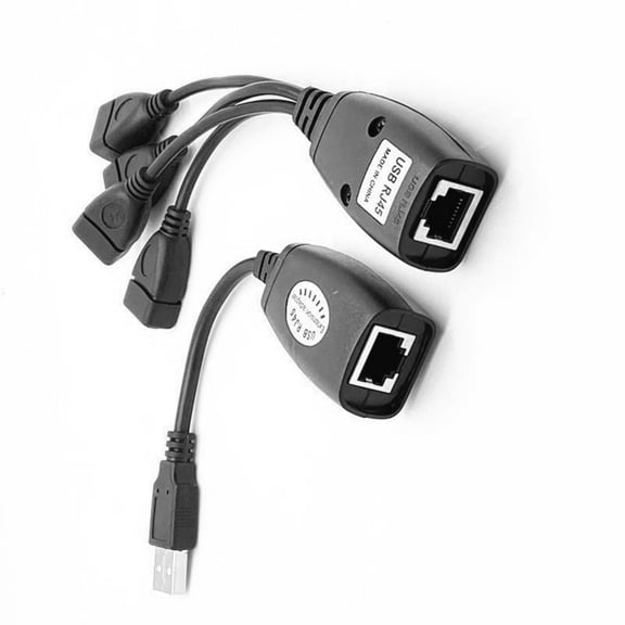 RYUJNDK 4PORT USB Over Cat6 Cable USB to Ethernet Adapter Extends USB Signals Up to 50Meters for Office Home Use Remote Access