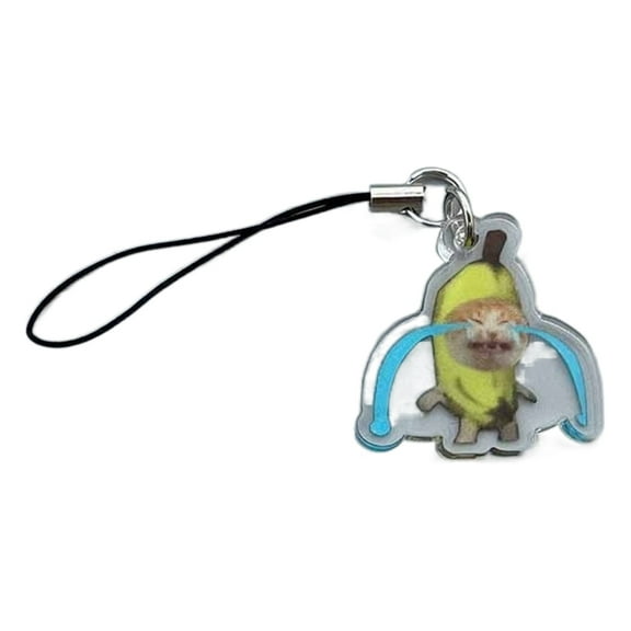 RYUJNDK Adorable Cat Keychain Happy Banana Cat Chain Small Pendant Phone Strap Lanyard Jewelry for Kids and Teens