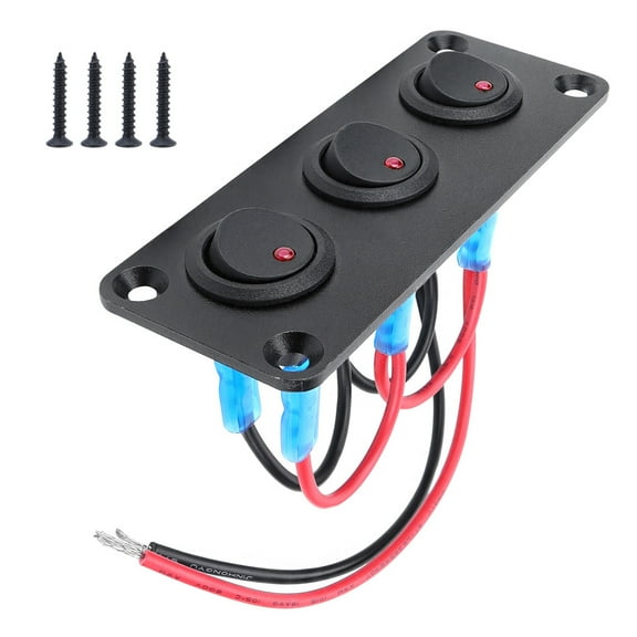 RYUJNDK Automotive Marine Red LED Toggle Switches Panel 20A 12V Suitable for Boat Dashboard Control Easy Installation Waterproof