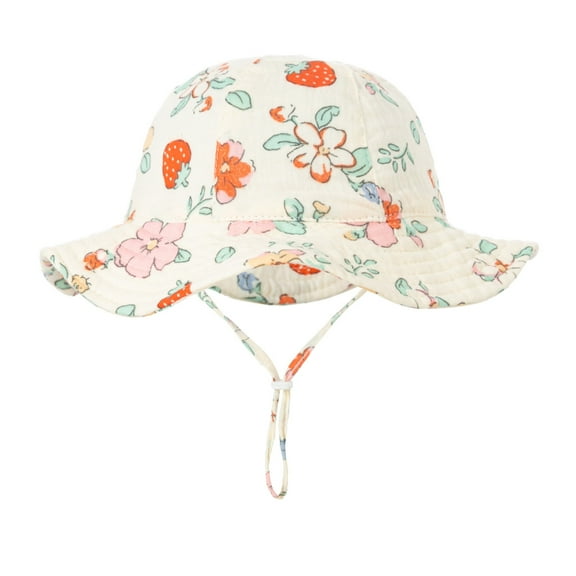 RYUJNDK Baby Fisherman Hat Wide Brimmed Bucket Hat for Toddler Girls Infant Sun-proof Print Hat Floppy Caps Newborn Accessories