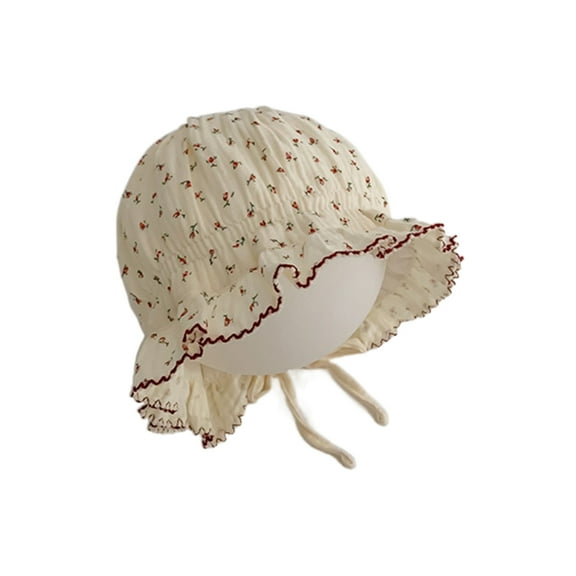 RYUJNDK Baby Sun Hat Lace Earflap Hat Little Girl Infant Cotton Bonnet Princess Baby Sun Protections Hat