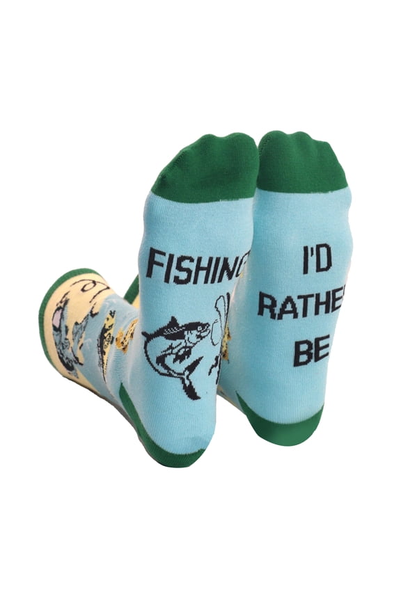 Breathable High Cut Angling Socks with Funny Quote Rather Be Fishing For Men Dad Husband Grandpa