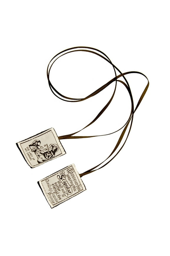 Brown Scapulars Our Lady of Mount Pattern Catholic Devotional Necklace for and Confirmation