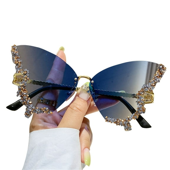 RYUJNDK Butterfly Glasses Women Rimless Small Face Butterfly Cat-Eye