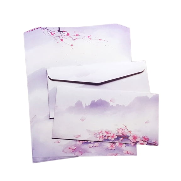 RYUJNDK Chinese Stationery Paper and Envelopes Set 8x Writing Paper with Envelopes Color Both Side Letter Paper