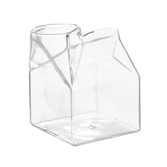RYUJNDK Clear Square Cocktails Glasses Milk Box Shape Glass Cups Unique Coffee Cup Creamers Pitcher Glass Mixing Cups