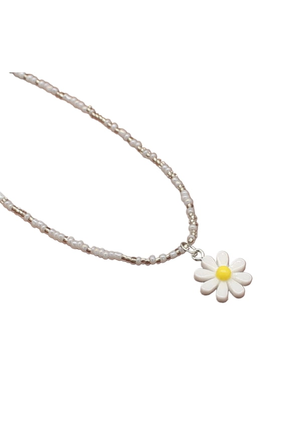 Colorful Beaded Necklace Flower Necklace Handmade Bead Necklace Clavicle Necklace