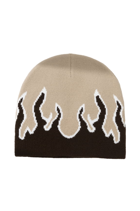 Elastic Windproof Winter Hat Knitted Flame Pattern Hat for Women Men Keep Ear Warm Hat Soft Cold Weather Supplies