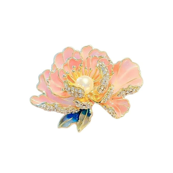 Elegant Peach Enameled Brooch Fashion Jewelry Accessories Women Lapel Pin Clothing Corsage Jewelry for Wedding Party