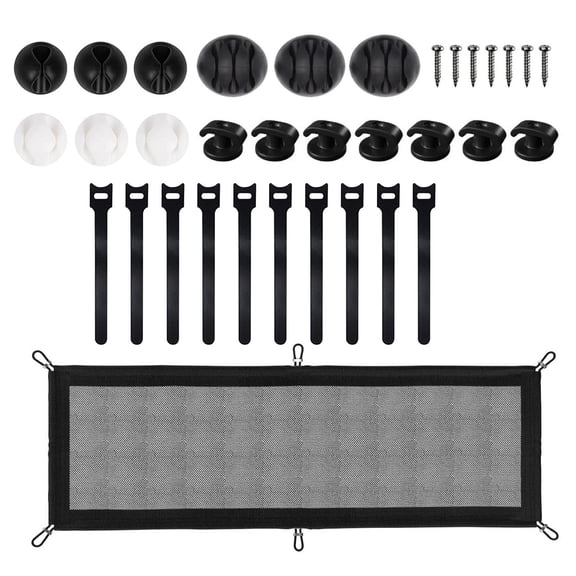 RYUJNDK Flexible Under Table Cord Management Net Storage Pockets for Organizing Cables and Enhancing Workspaces Efficiency