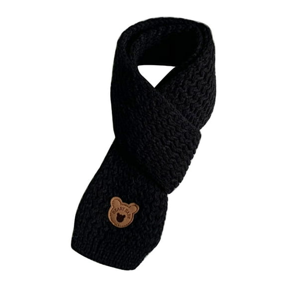 RYUJNDK Little Bear Label Knit Scarf Stylish Children's Winter Neck Windproof Neckerchief Handmade Casual Neck Warmer