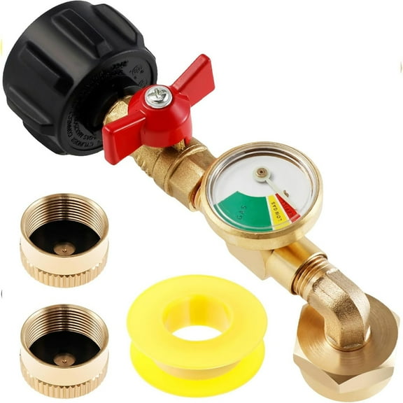 RYUJNDK Metal Propanes Connection Quick Connecting Adapter Metal Propanes Fitting with Pressure Gauge for Travel Trailer Grills