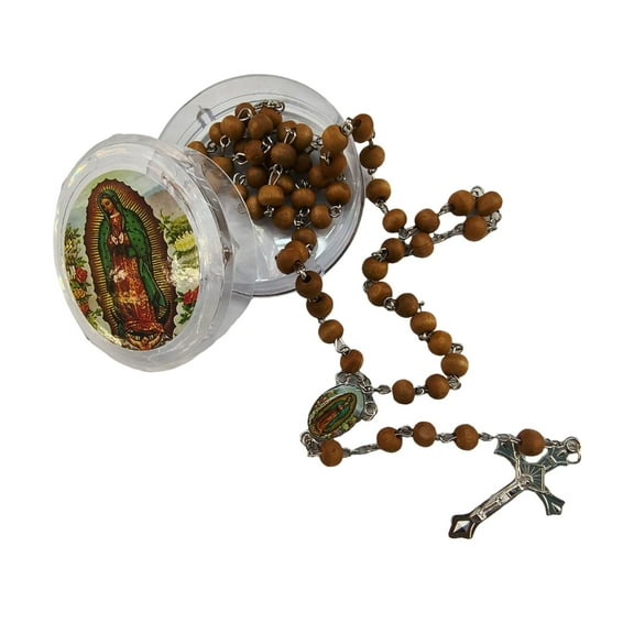 RYUJNDK Our Lady of Rosary Necklace with Wooden Beads and Crucifix for Devotional Use Catholic Prayer Necklace