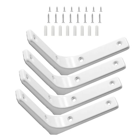 RYUJNDK Pack of 4 Metal L Shelf Brackets Inch Heavy Duty Wall Mounted Shelf Brackets with Screws for Home Decors