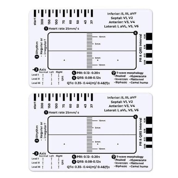 RYUJNDK Professional Pocket Card 7 Step Ruler For Easy Electrocardiogram Assessment Reference Guide Efficient Heart Data Reading