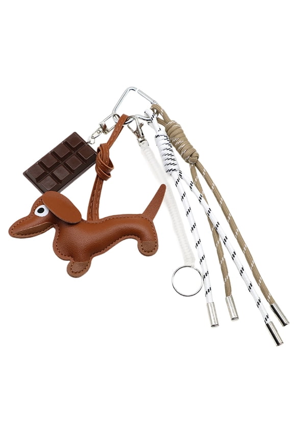 Sausage Dog Keychain Chocolate Keying Pendant Car Key Chain Hanging Ornaments PU Keyholders Bag Charm Decorations