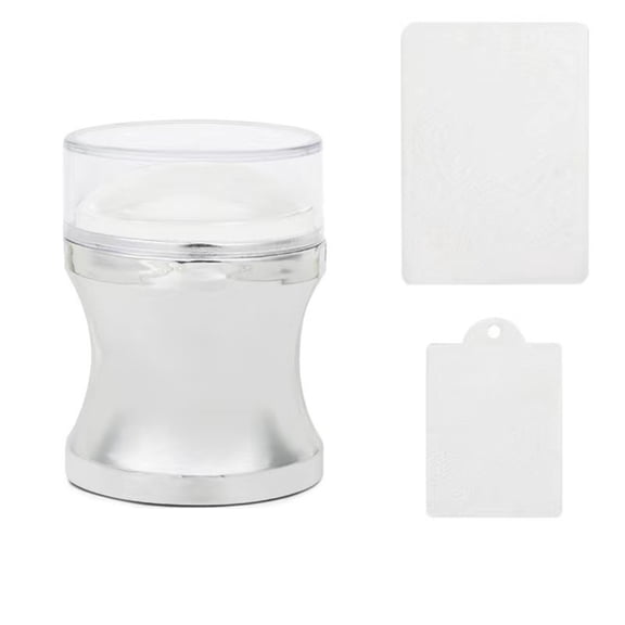 RYUJNDK Stamper Jelly Silicone Printing Polish Stamping French Tip Stamp Template with Scraper Manicure Stencil