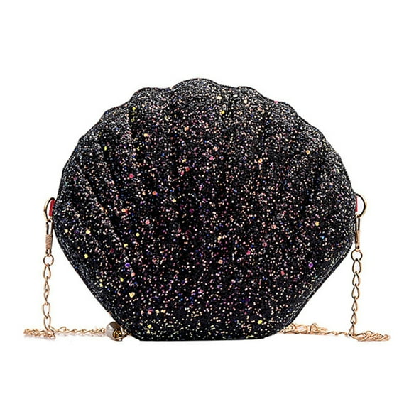 RYUJNDK Stylish Sequins Shell Crossbody Bag PU Leather Shoulder Purse Evening Handbag For Christmas Or Valentine's Day