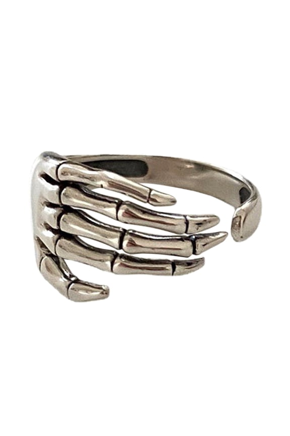 Trendy Silver Color Skeleton Hand Loop Five Claws for Women Men Jewelry Lover Couple Friendship Open
