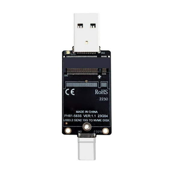 RYUJNDK Two Header USB A/USB C 2230 Solid Disk Enclosure Adapter Double Interfaces JMS583 10Gbps For Professional