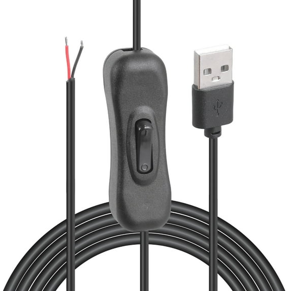 RYUJNDK USB Power Pigtail Cable 5V USB Male to 2 Pin Bare Wire Open End Power Pigtail Cord for LED Light Cooling Fan