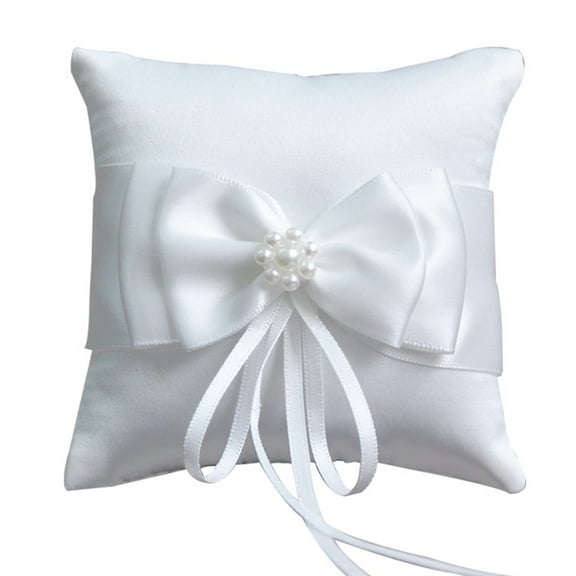 RYUJNDK Vintage Satined Rings Pillow Ribbon Bowtie Rings Bearer Cushion for Wedding Celebrations and Memorable Keepsakes Gifting