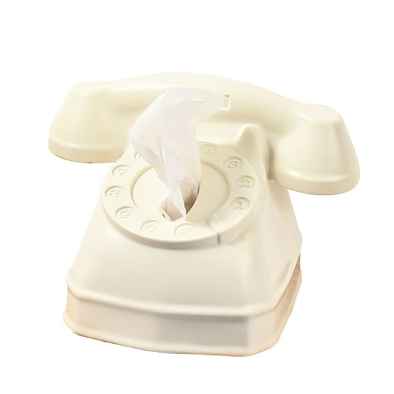 RYUJNDK Vintage Telephone Design Tissue Box Portable PVC Telephone Styles Tissue Box for Modern Homes and Office Decoration