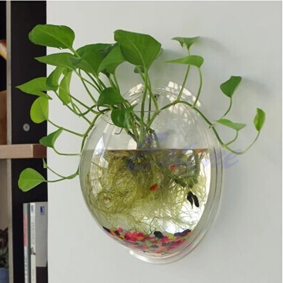 RYUJNDK Wall Hanging Fish Bowl Acrylic Wall Mounted Plant Small Fish for Decoration Planter 5.9 Inch 7.7 Inch 10.2 Inch