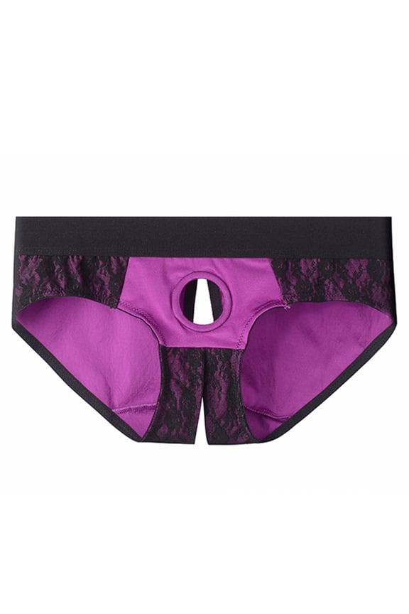 Women Strap On Harness Pants Strapless Lingerie Bottoms Open Crotch Lace Panties Strap on Briefs Harness Pants