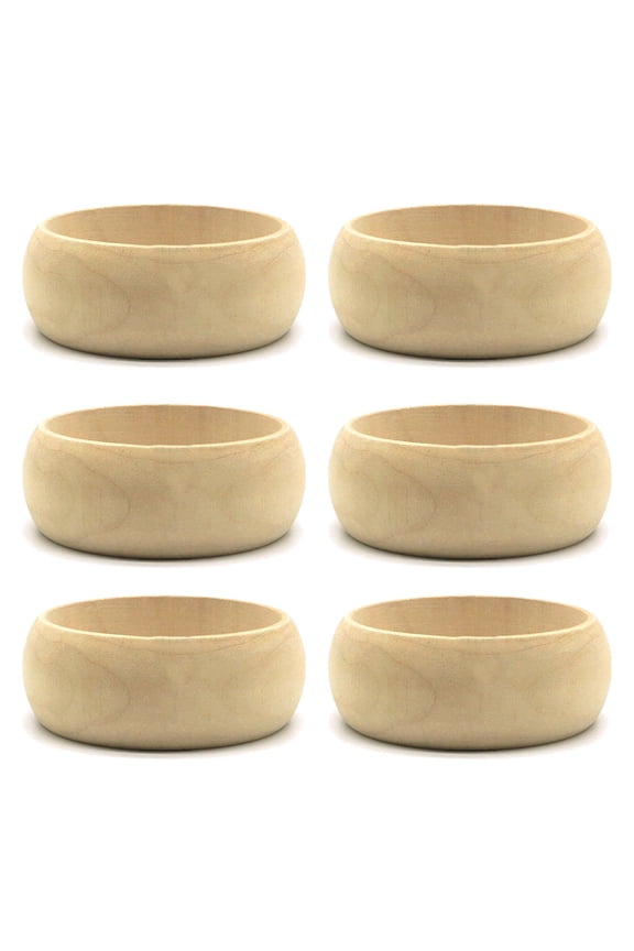 Wood Bangle Bracelets 6Pcs 2.68inch Unfinished Natural Round Wooden for Art & Craft Project Jewelry Making