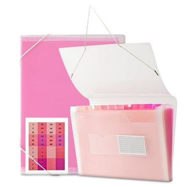 RYWESNIY 13-Pocket Expanding File Folder, with Secure Closure and Customizable Labels, Pink, 2 Count