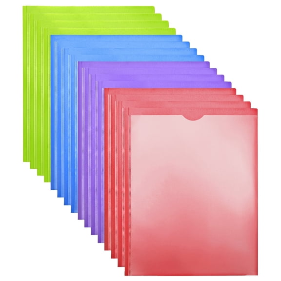 RYWESNIY 3 Prong Pocket Folders with Clear Front Pocket,Heavy Duty Plastic FoldersAssorted Colors,16 Pack