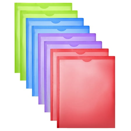 RYWESNIY 3 Prong Pocket Folders with Clear Front Pocket ,Heavy Duty Plastic Folders ,Assorted Colors,8 Pack