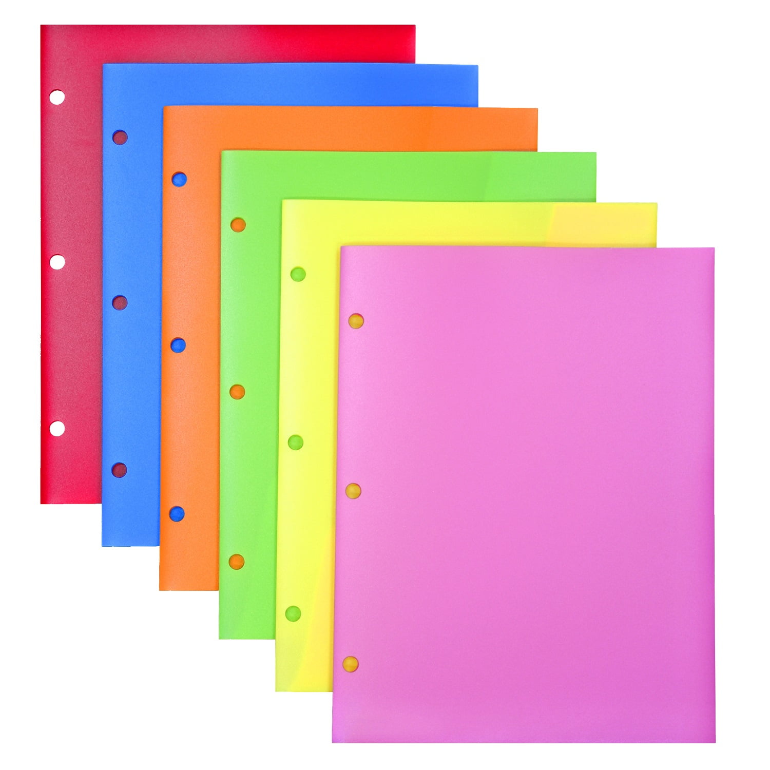 RYWESNIY 3 Prong Pocket Folders with Clear Front Pocket ,Heavy Duty Plastic  Folders ,Assorted Colors,8 Pack 