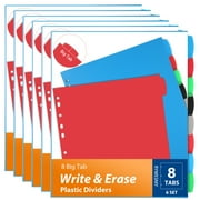 RYWESNIY 8 Tab Plastic Binder Dividers,Write and Erase Dividers for Binders, Multicolor,6 Sets (48 Dividers Total)