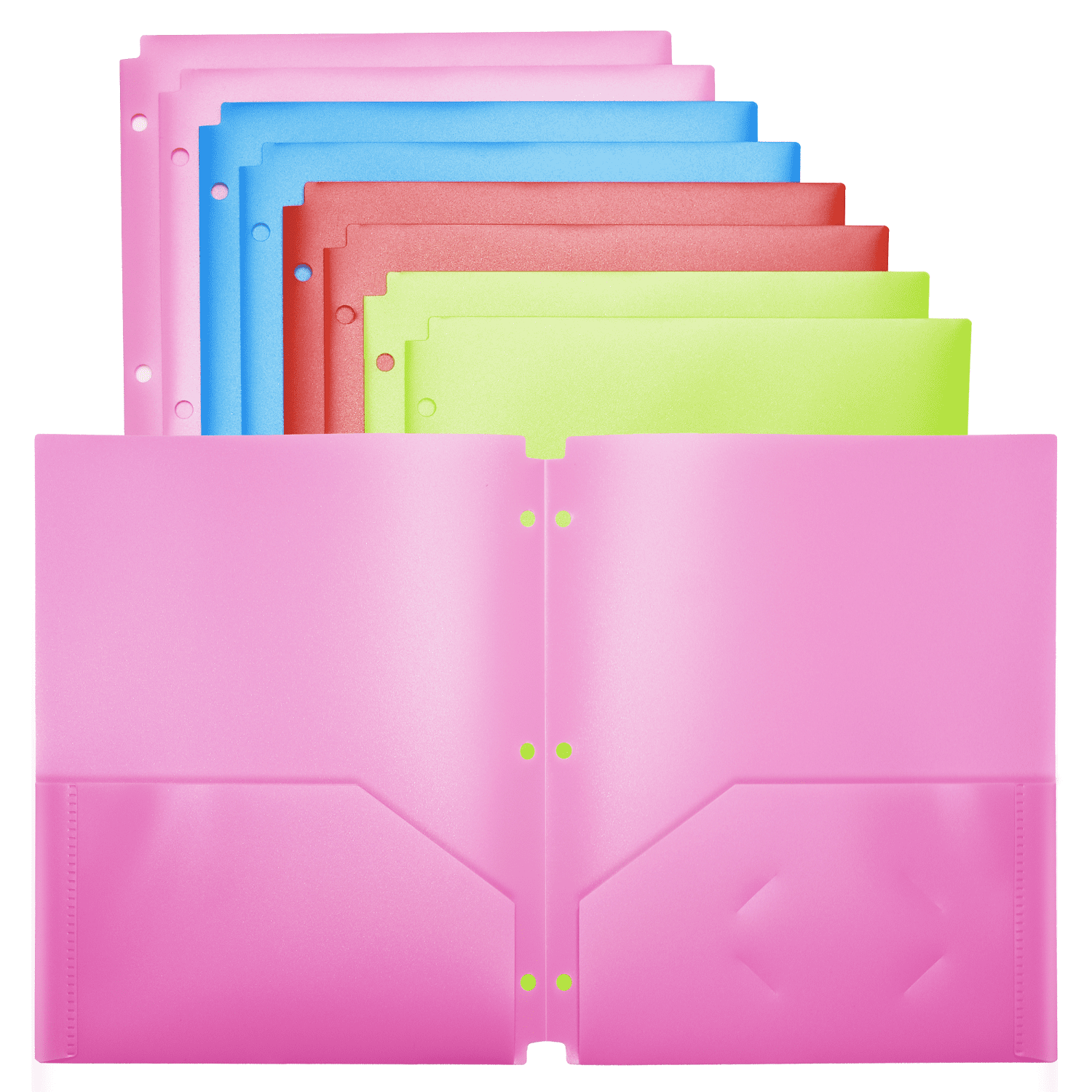 2 Pocket Paper Folders, Letter Size Paper Portfolios by Better Office Products, Case of 100, Assorted Primary Colors