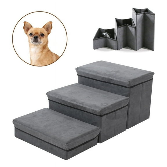 RYpetmia Foldable Dog Stairs Steps,3-Tier Pet Steps Storage and Adjustable Steps for Dogs Pet Steps Storage Stepper for High Beds Sofa Pet Dog Cat