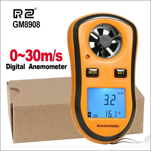 RZ Portable Anemometer Thermometer Wind Speed Gauge Meter Anemometro
