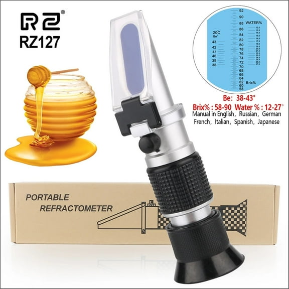 RZ Refractometer Honey Meter Sugar Beekeep Tester 58%-92% Honey Auto Refractometer Handheld Concentration Refractometer ,Instant Results