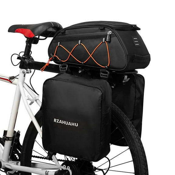 RZAHUAHU Bicycle Rear Seat Bag 3-in-1 Bike Rack Trunk Waterproof Cooler with Side Hanging Bags Cycling Cargo Luggage Pannier Shoulder Bag