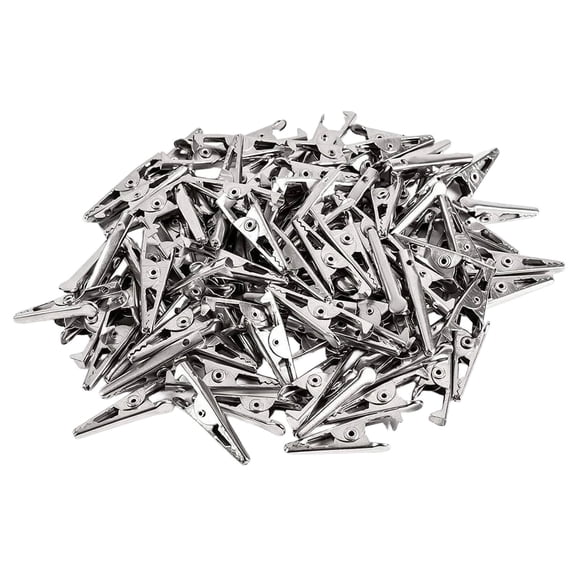 RZDLIZJ 100Pcs Mini Metal Alligator Clips, Small Spring-Loaded Crocodile Clips, Rust-Resistant Multipurpose Clamps for Photos, Crafts, Office Organization, Home and Workshop Use