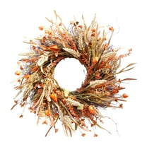 RZDLIZJ 24 Inch Fall Wreath Front Door Wreath Harvest Wheat Grain Garland Autumn Wreaths