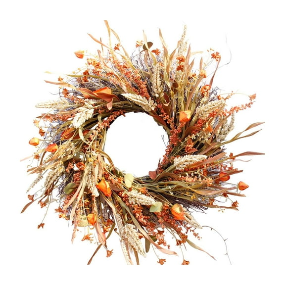 RZDLIZJ 24 Inch Fall Wreath Front Door Wreath Harvest Wheat Grain Garland Autumn Wreaths